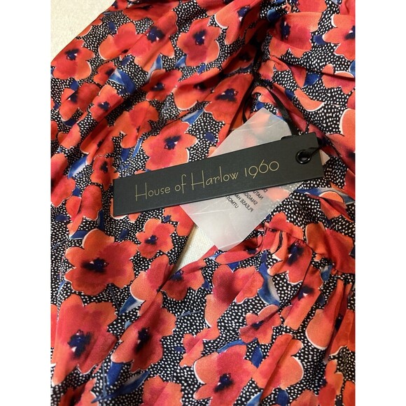 House Of Harlow 1960 Revolve Burna Blouse In Red Poppy Floral Women Size Medium - Picture 6 of 12
